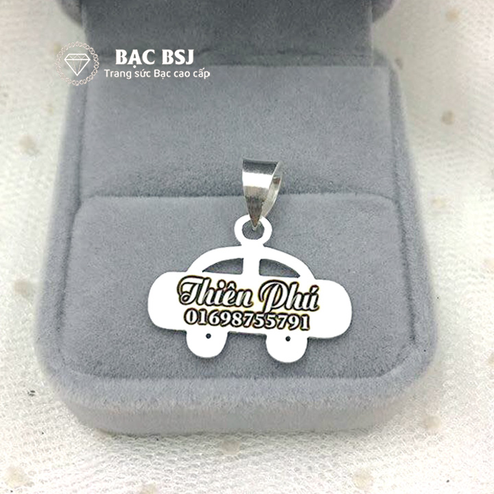 Mặt dây chuyền bạc cho bé trai hình ô tô khắc Laser Mặt dây chuyền bạc cho bé trai hình ô tô khắc Laser