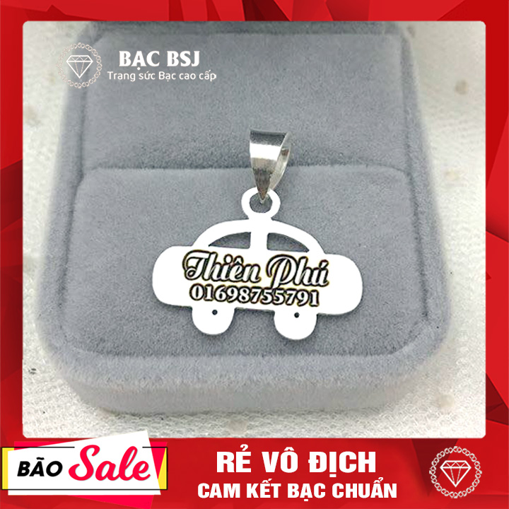 Mặt dây chuyền bạc cho bé trai Mặt dây chuyền bạc cho bé trai hình ô tô khắc Laser