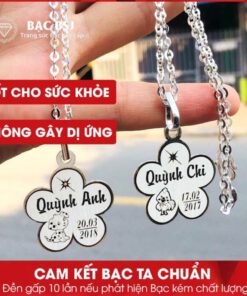 Dây chuyền bạc cho bé gái khắc tên theo yêu cầu, Bạc BSJ