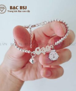 Lắc bạc mặt chữ lắc bi bạc S990 cao cấp kết hợp charm cho bé yêu