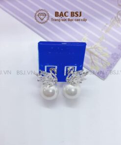 Bông tai bạc đẹp cho nữ hình thiên nga kết hợp ngọc trai dễ thương