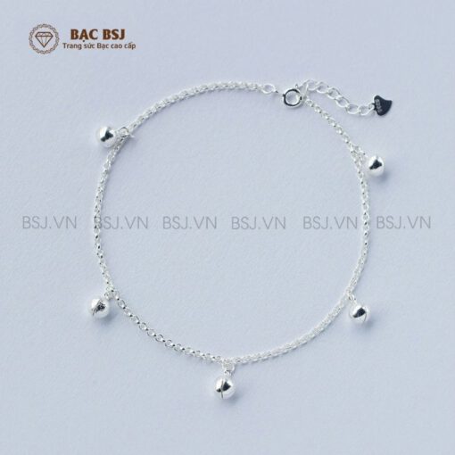 Lắc chân bạc nữ cao cấp kết hợp charm chuông rất trẻ trung dễ thương