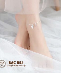 Lắc chân bạc đẹp S925 charm mèo và chuông dễ thương đáng yêu